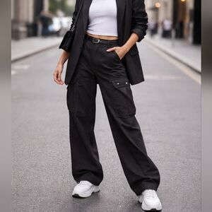 Vans Black Wide-Leg Cargo Trousers